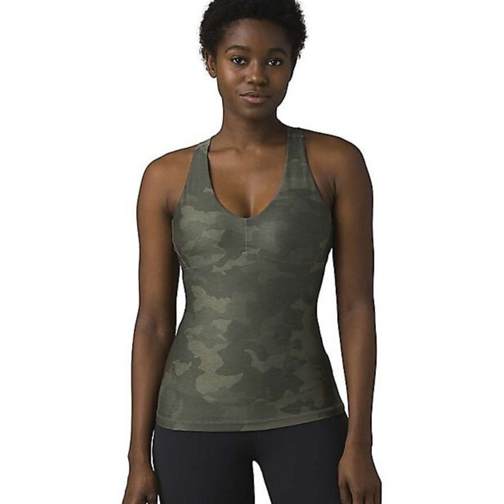 PRANA Layna Bra Tank Sage Camo Green Tank Top